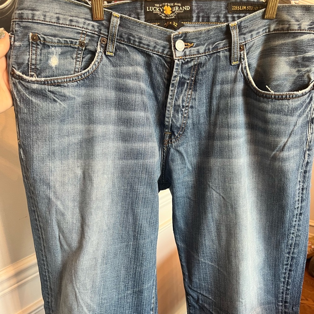 LUCKY VINTAGE SLIM STRAIGHT BUTTON FLY DENIM JEANS 38x32